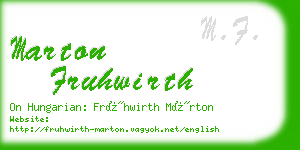 marton fruhwirth business card